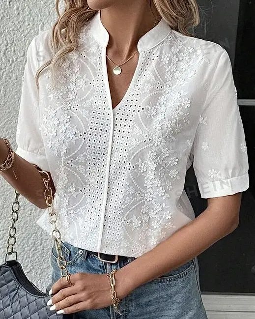 شومیز لینن گل برجستهf915