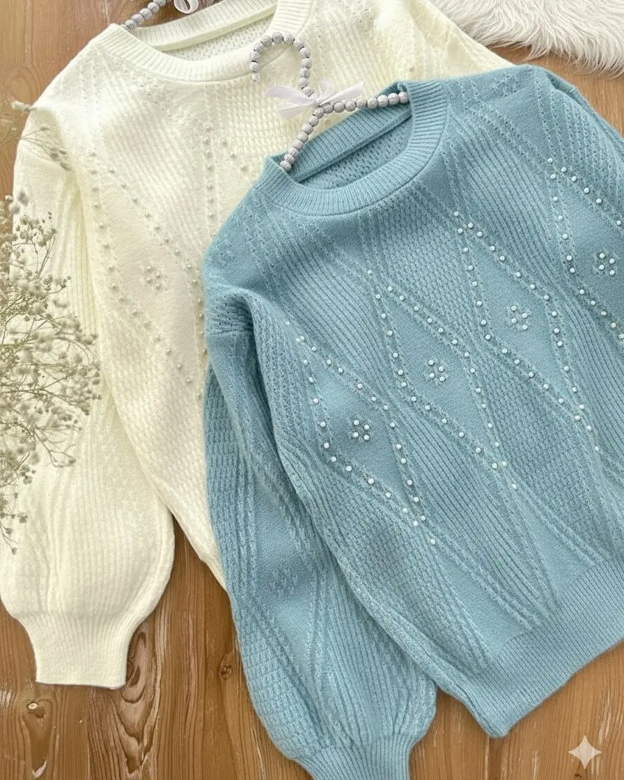 پلیور بافت مرواریدی h1109