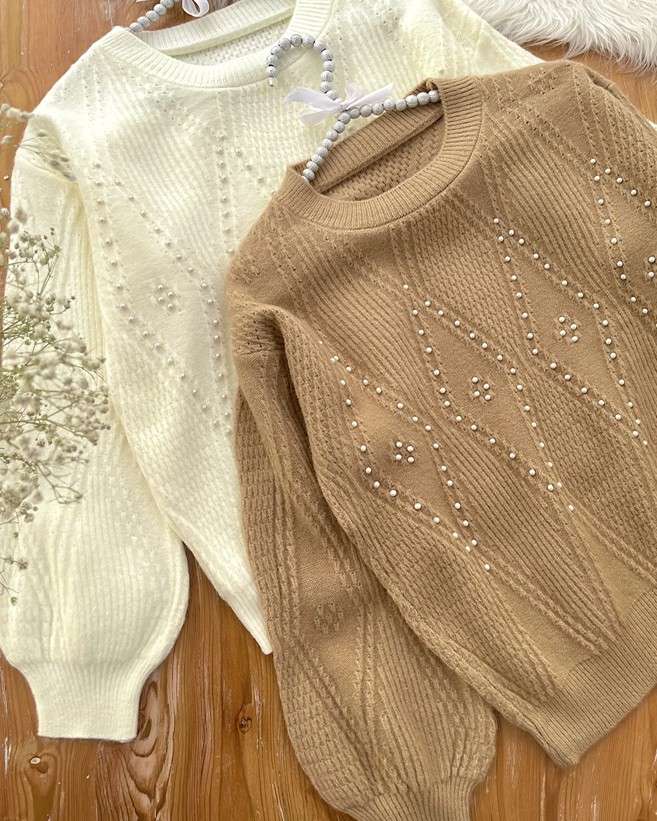 پلیور بافت مرواریدی h1109