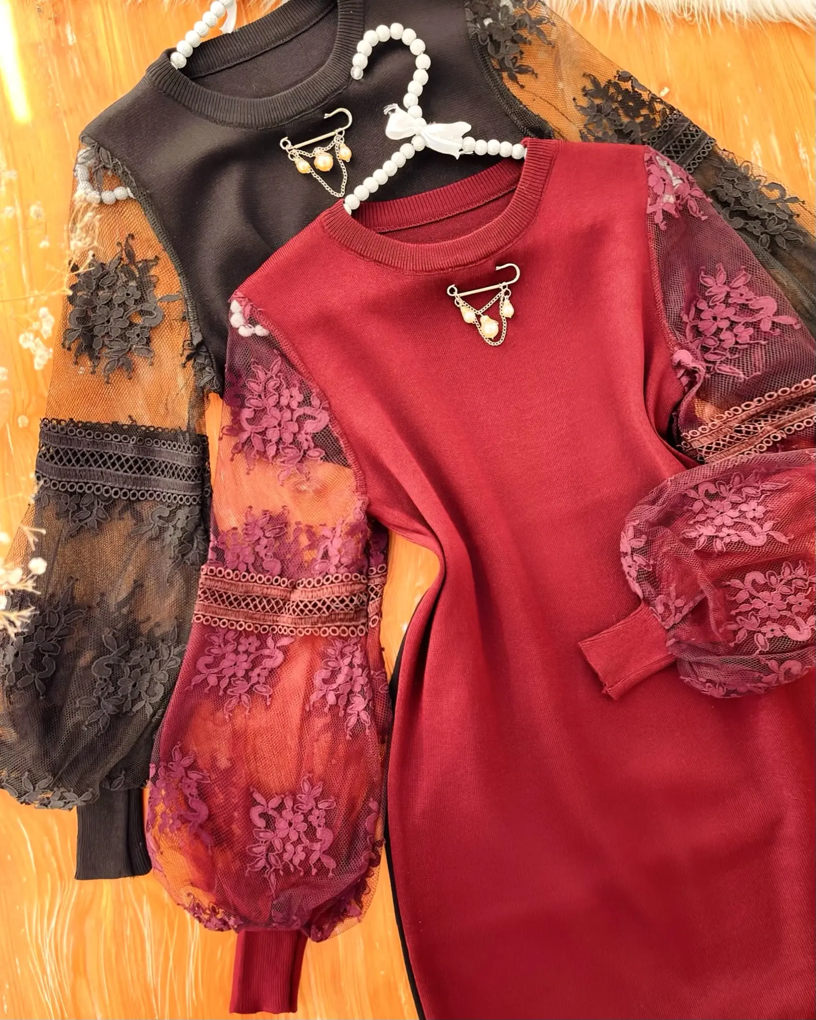 پیراهن بافت آستین گیپورh1330