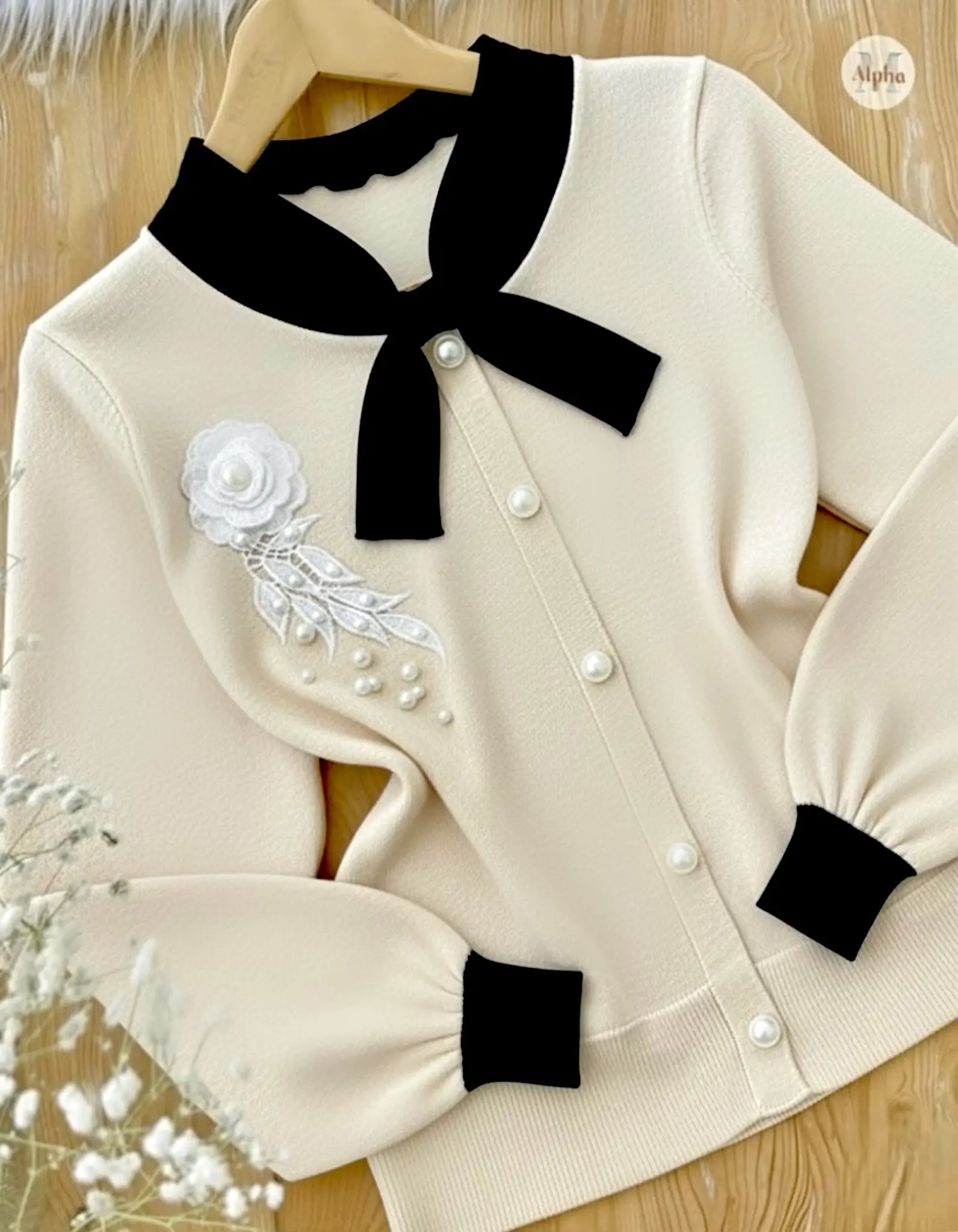 بافت گل برجسته یقه پاپیون h1491