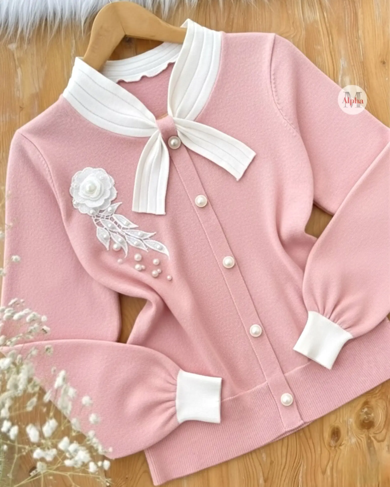 بافت گل برجسته یقه پاپیون h1491