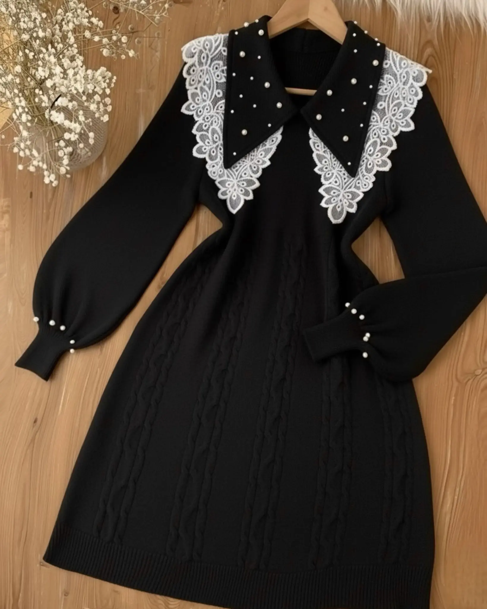 پیراهن بافت یقه گیپور h1515