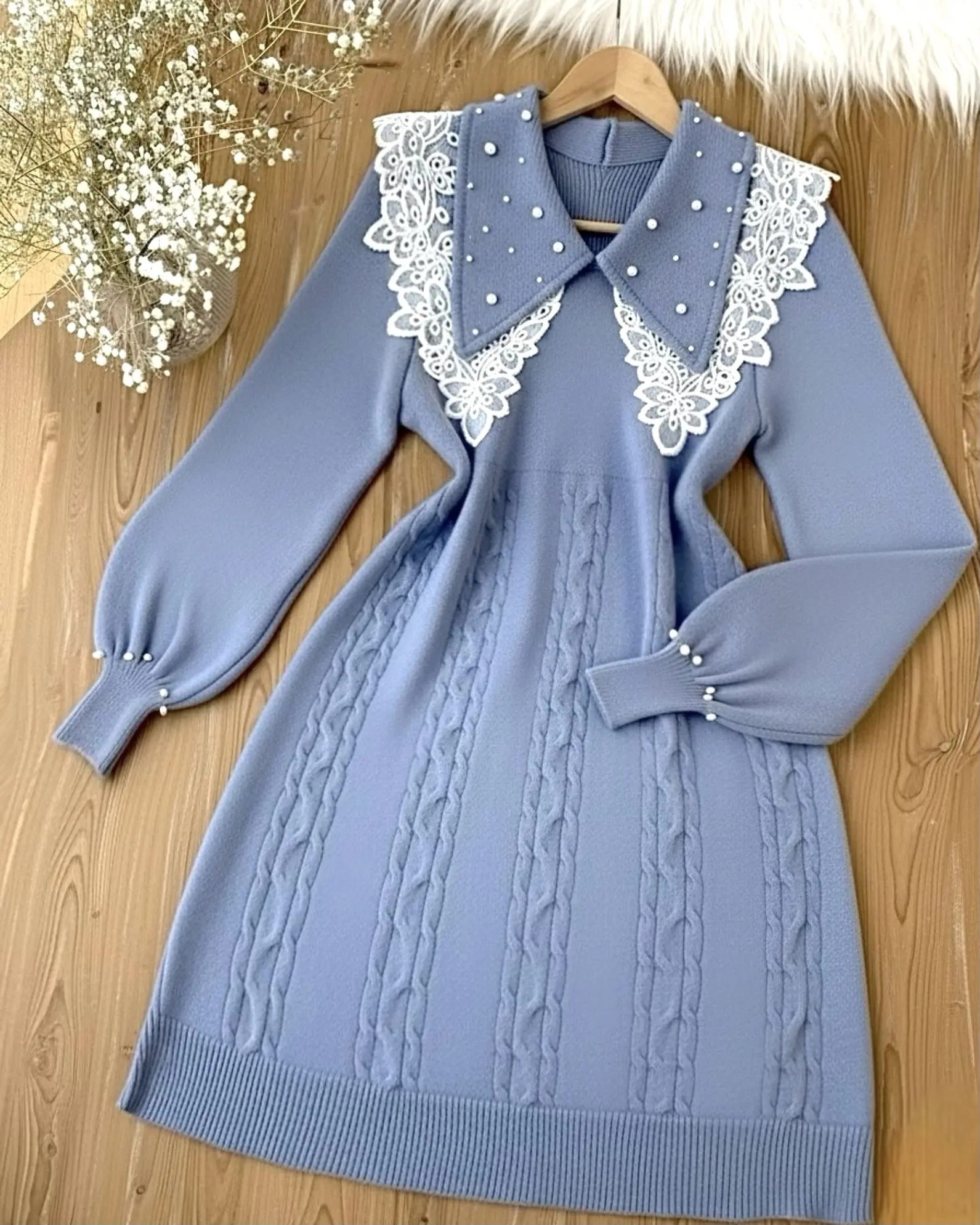 پیراهن بافت یقه گیپور h1515