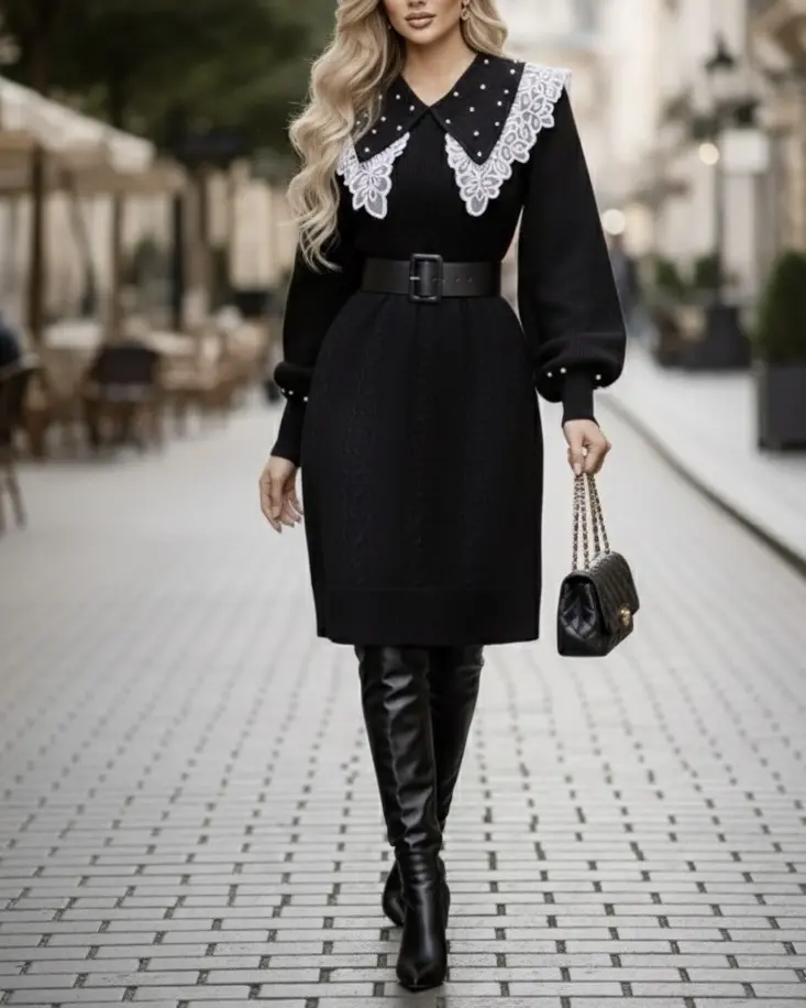 پیراهن بافت یقه گیپور h1515