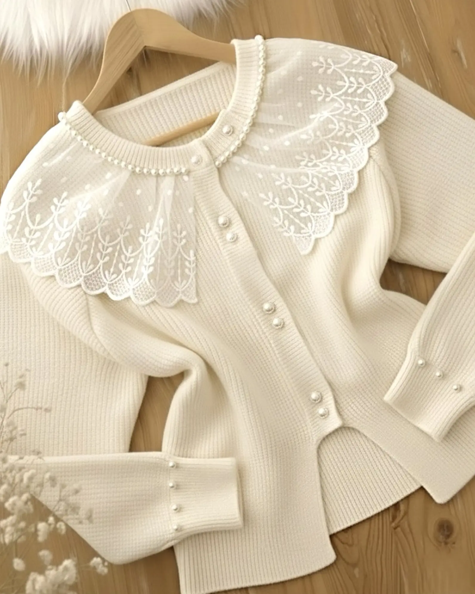 پلیور پرنسسی یقه گیپورh1570