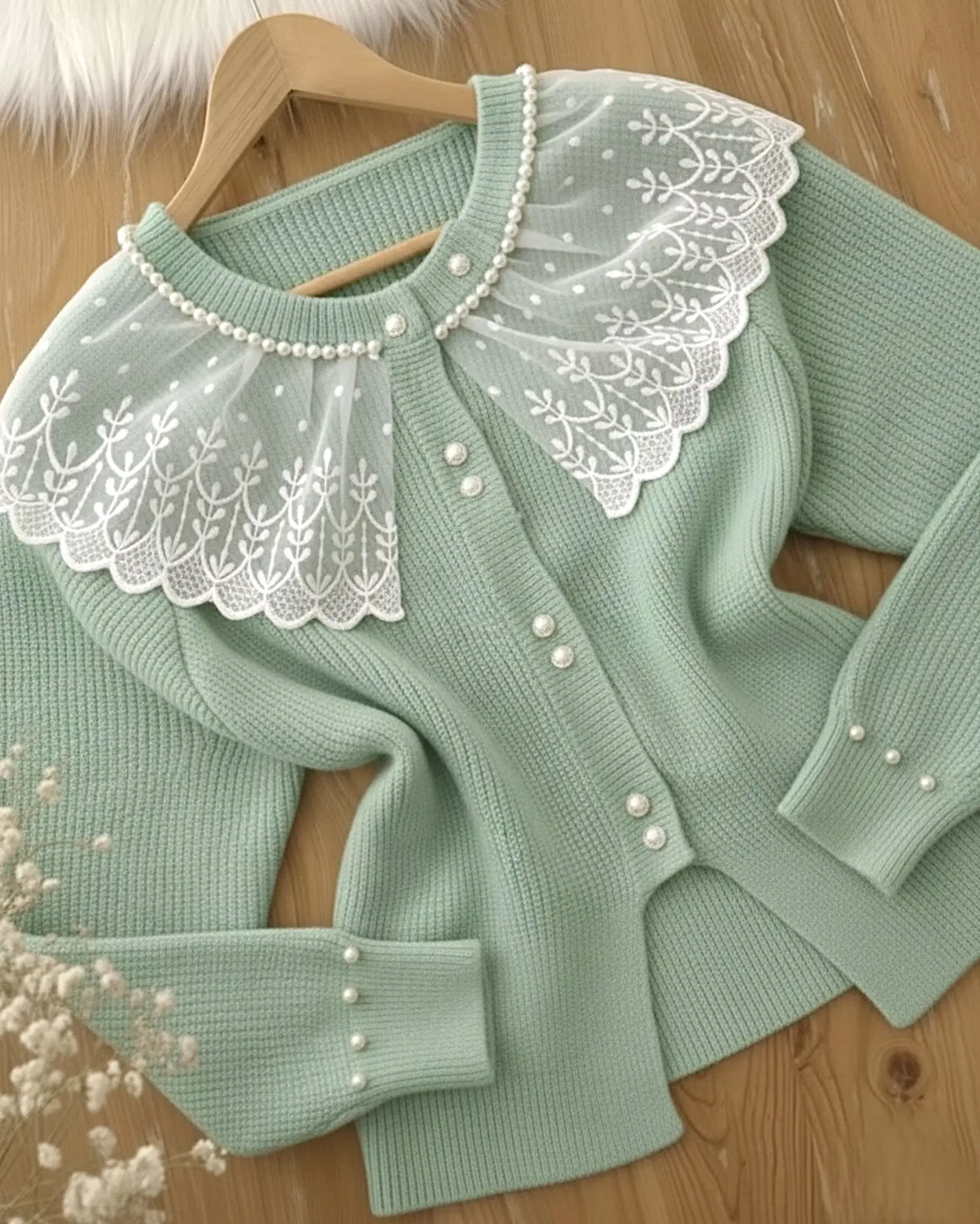 پلیور پرنسسی یقه گیپورh1570