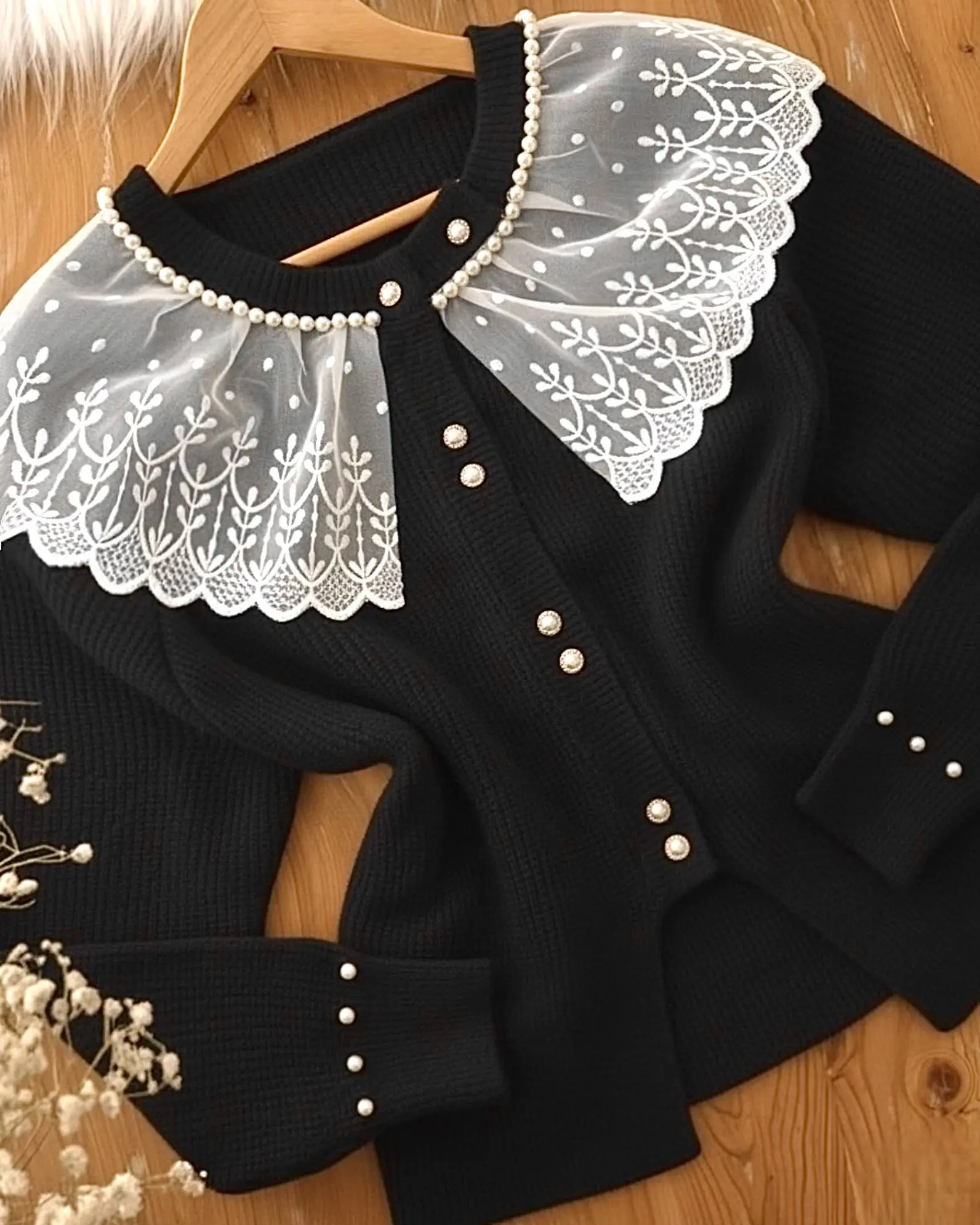 پلیور پرنسسی یقه گیپورh1570