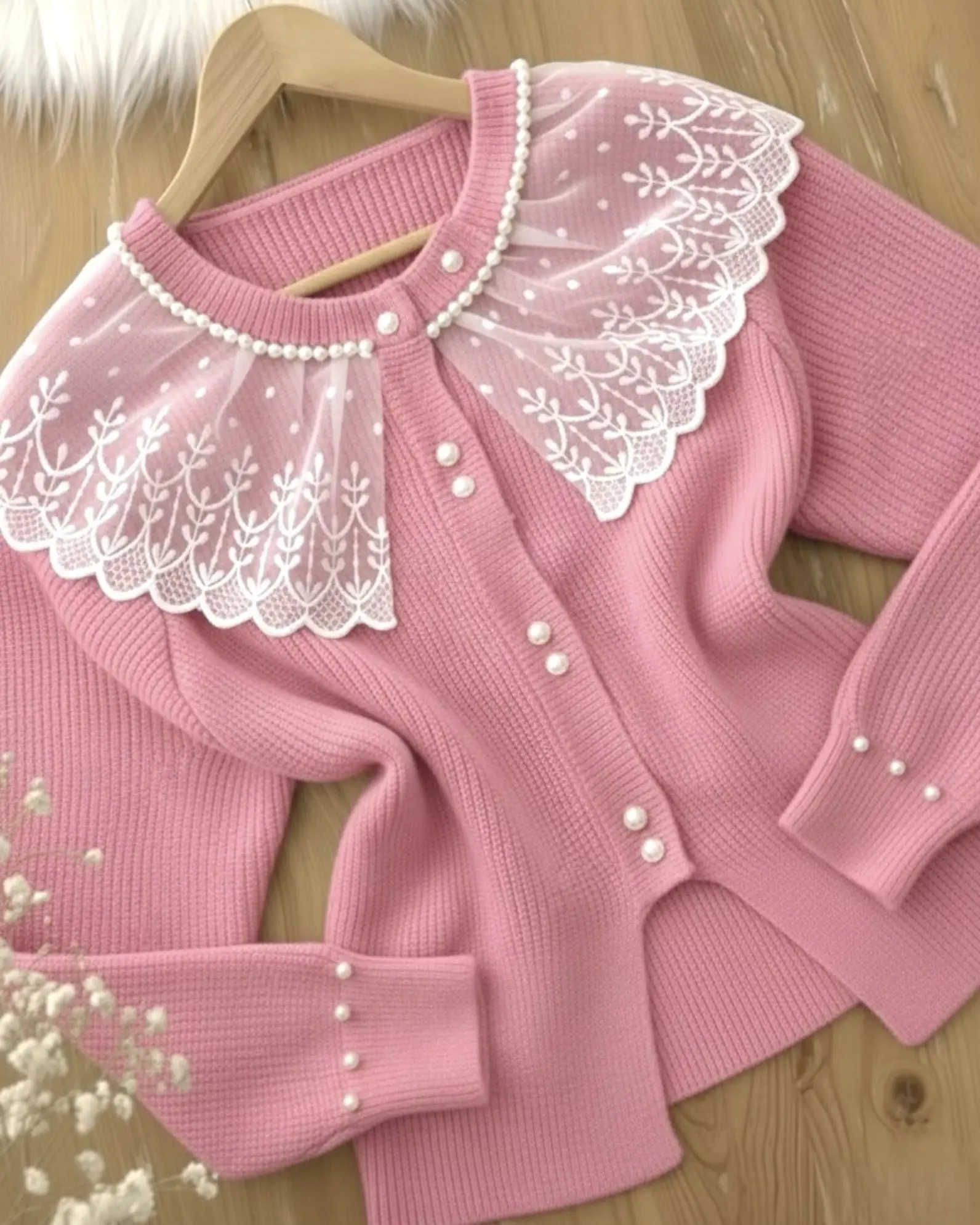 پلیور پرنسسی یقه گیپورh1570