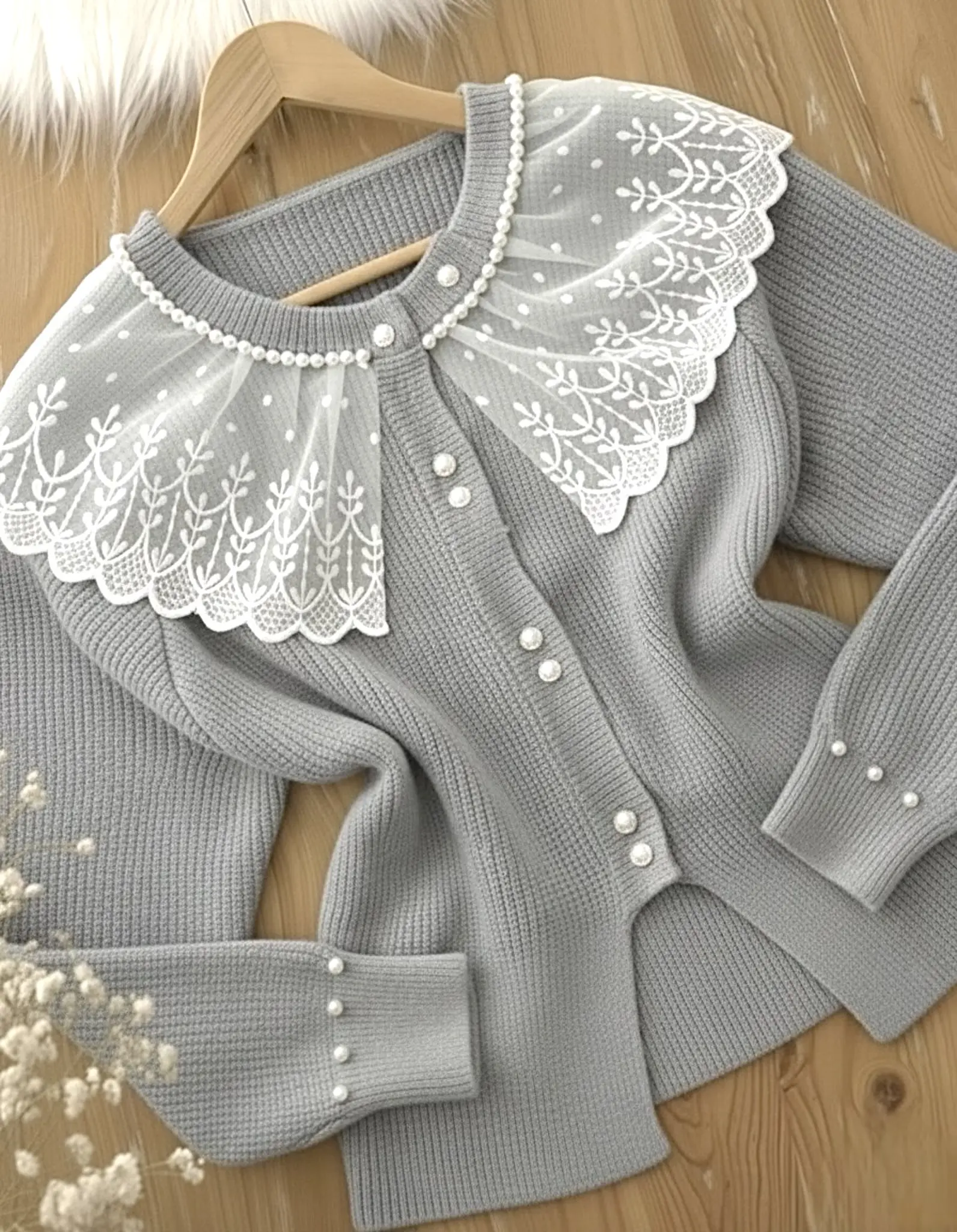 پلیور پرنسسی یقه گیپورh1570