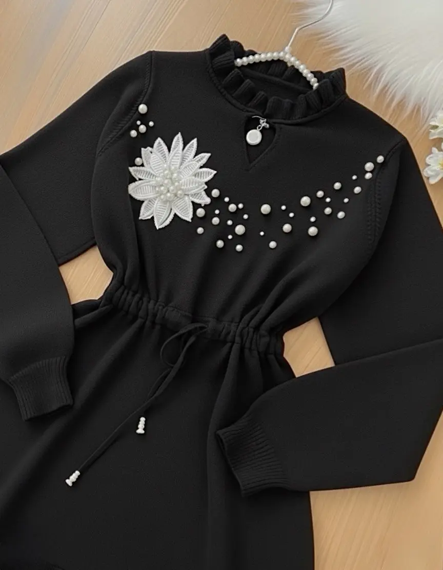 پیراهن بافت گل برجسته h1645