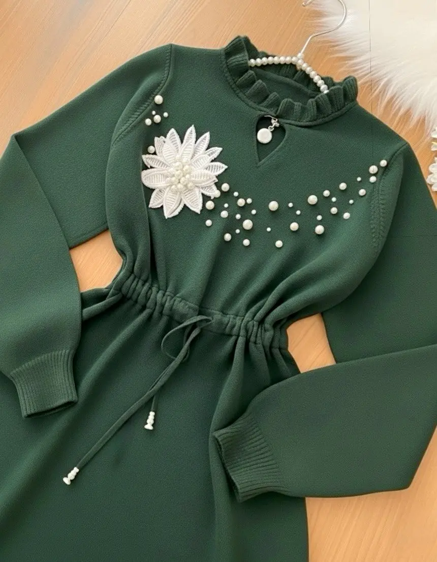 پیراهن بافت گل برجسته h1645