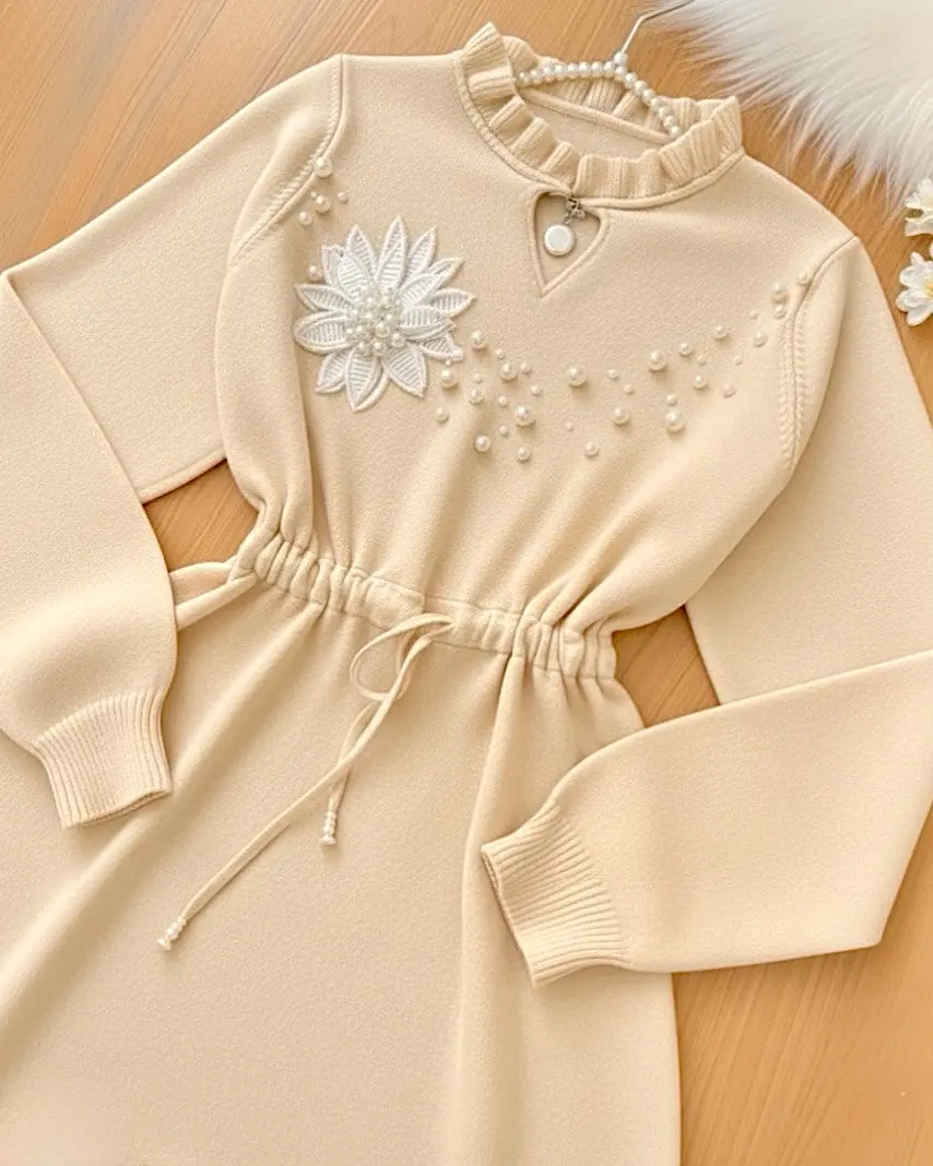 پیراهن بافت گل برجسته h1645