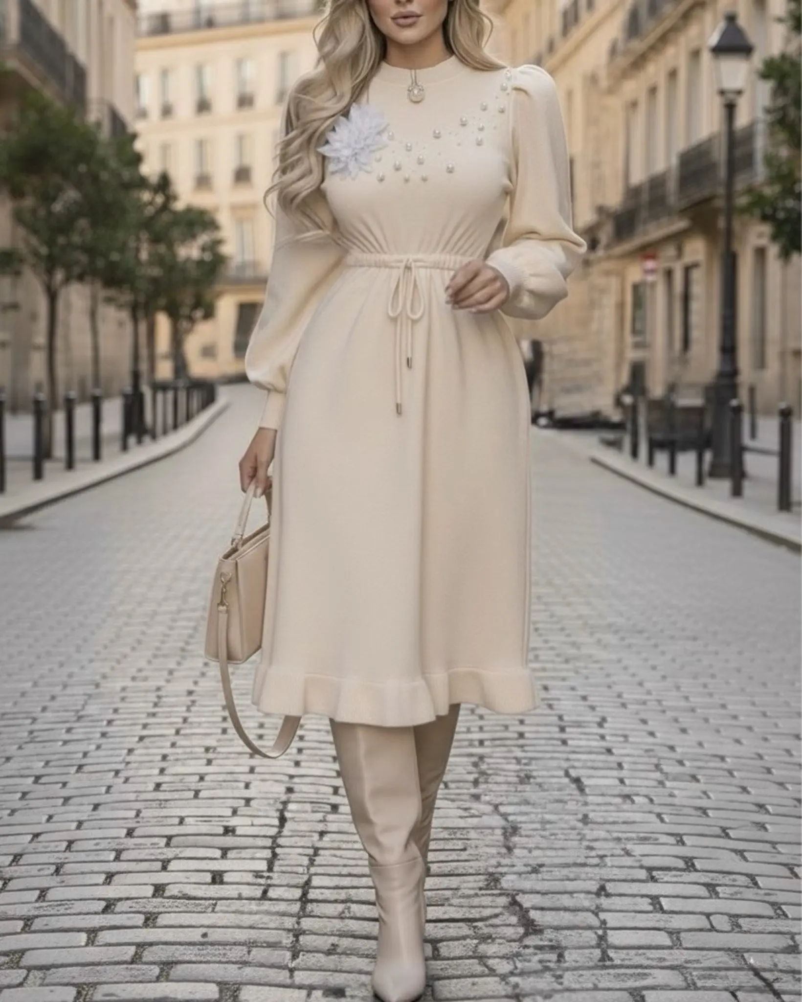 پیراهن بافت گل برجسته h1645