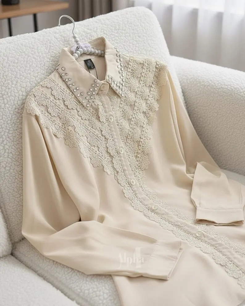 شومیز جلو گیپور شکوفهf782