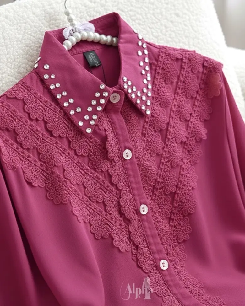 شومیز جلو گیپور شکوفهf782