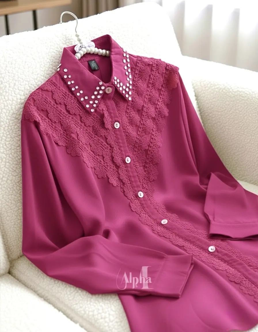 شومیز جلو گیپور شکوفهf782