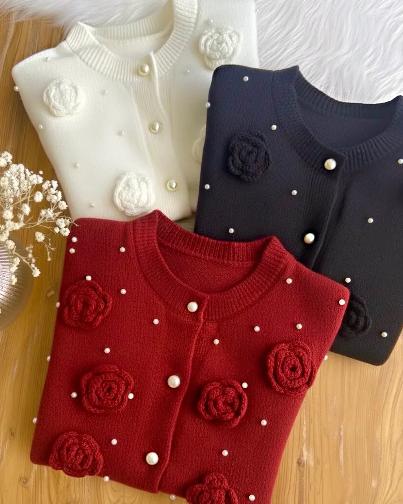 بافت موهر دکمه مرواریدی گلh1910