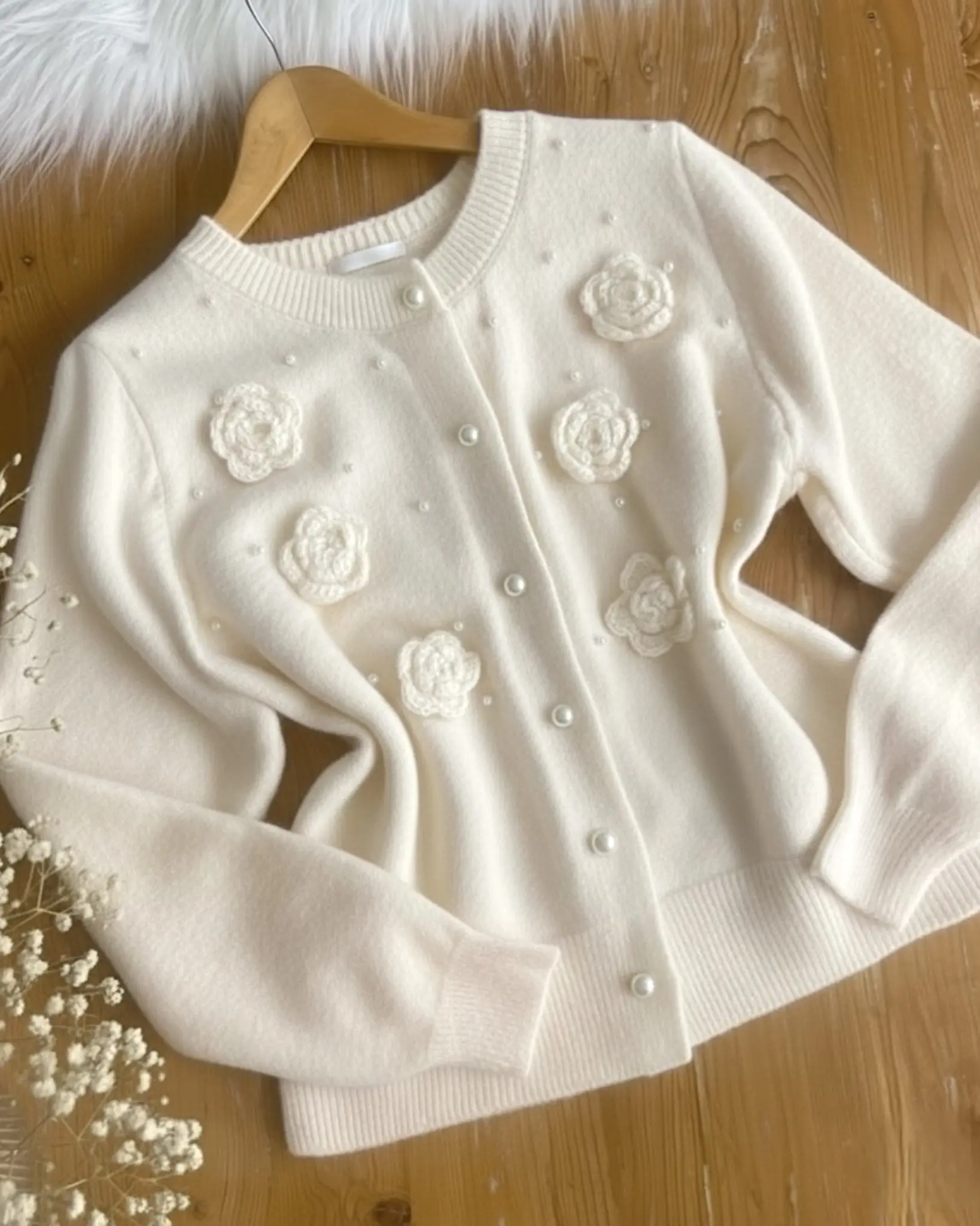 بافت موهر دکمه مرواریدی گلh1910