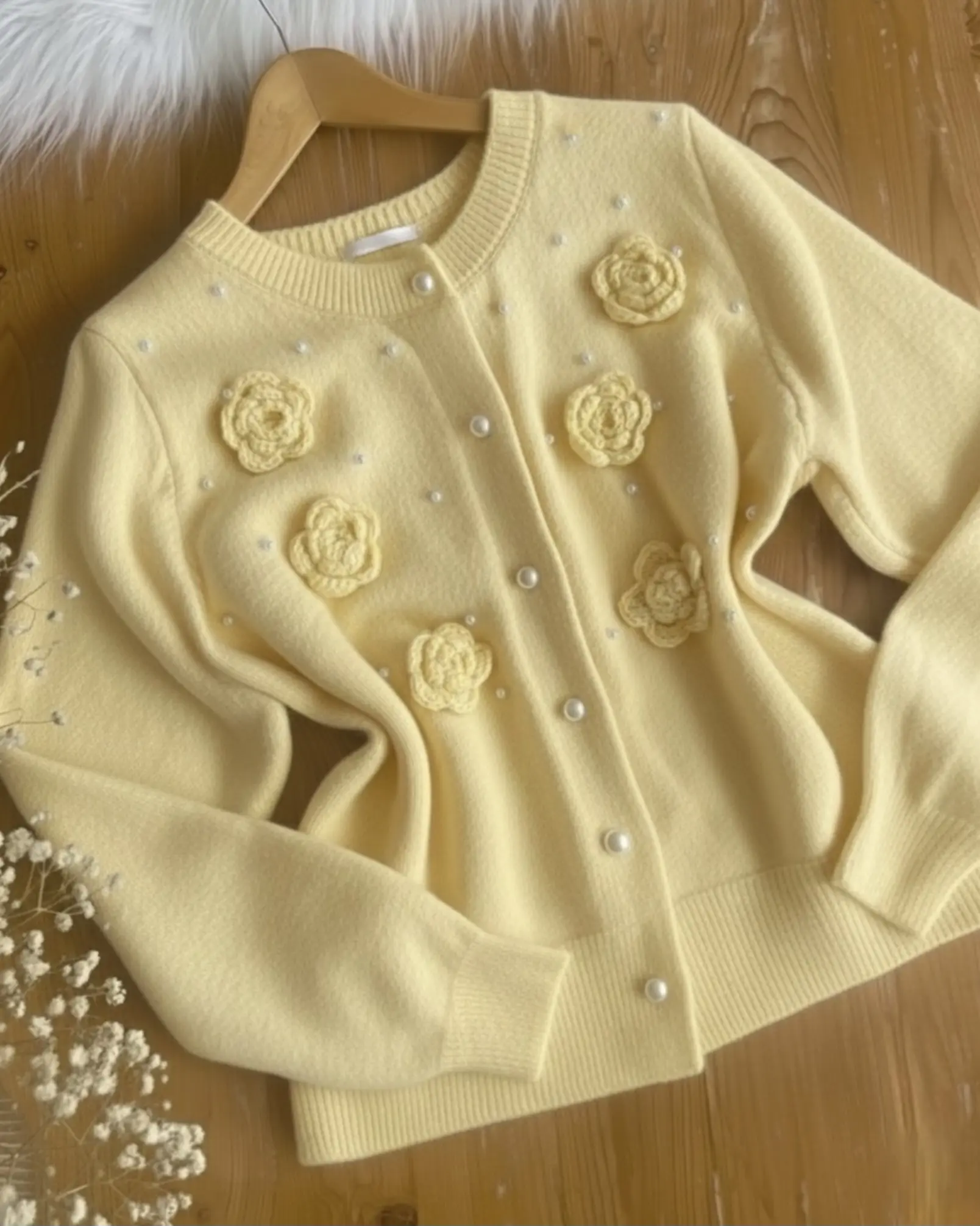 بافت موهر دکمه مرواریدی گلh1910