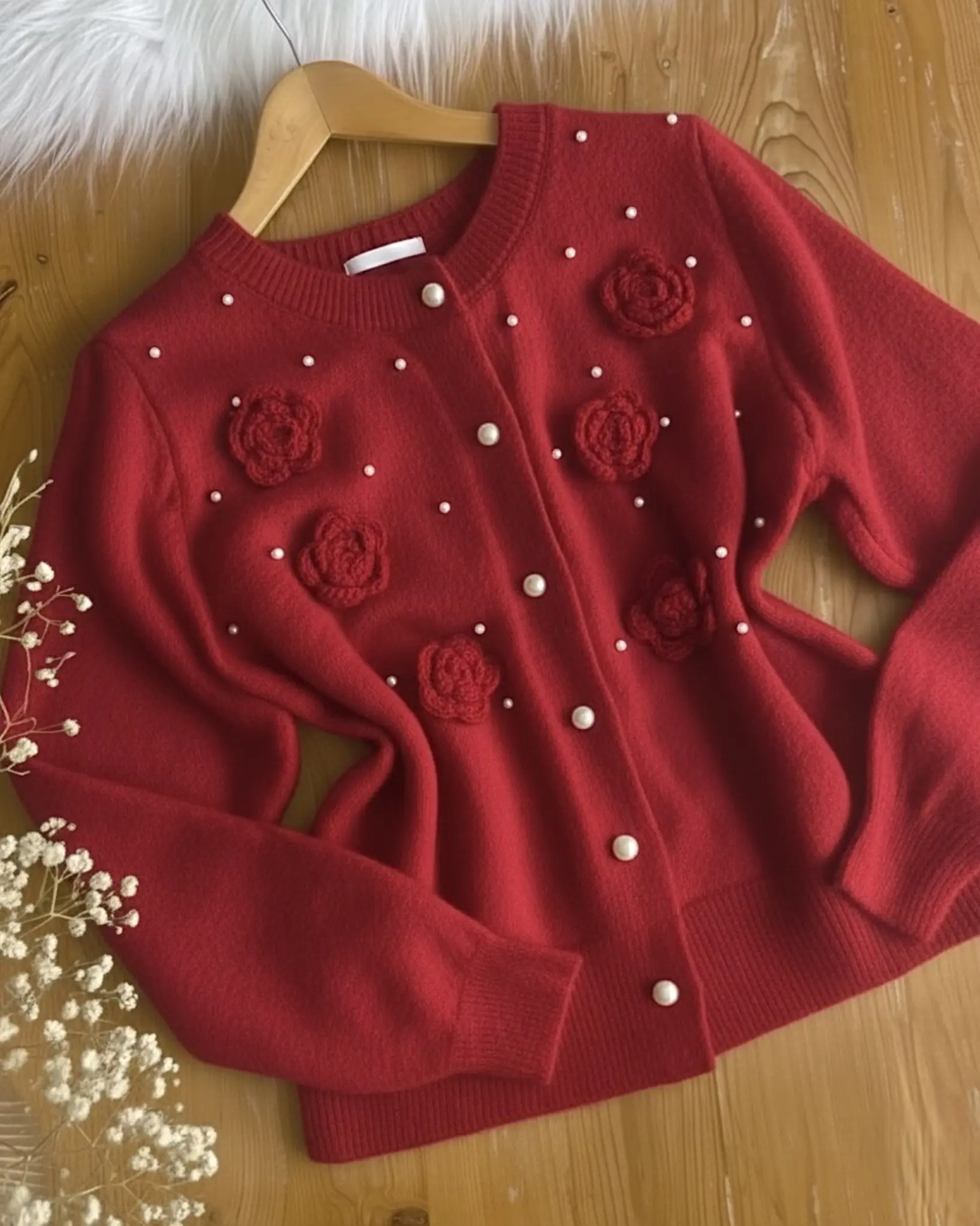 بافت موهر دکمه مرواریدی گلh1910