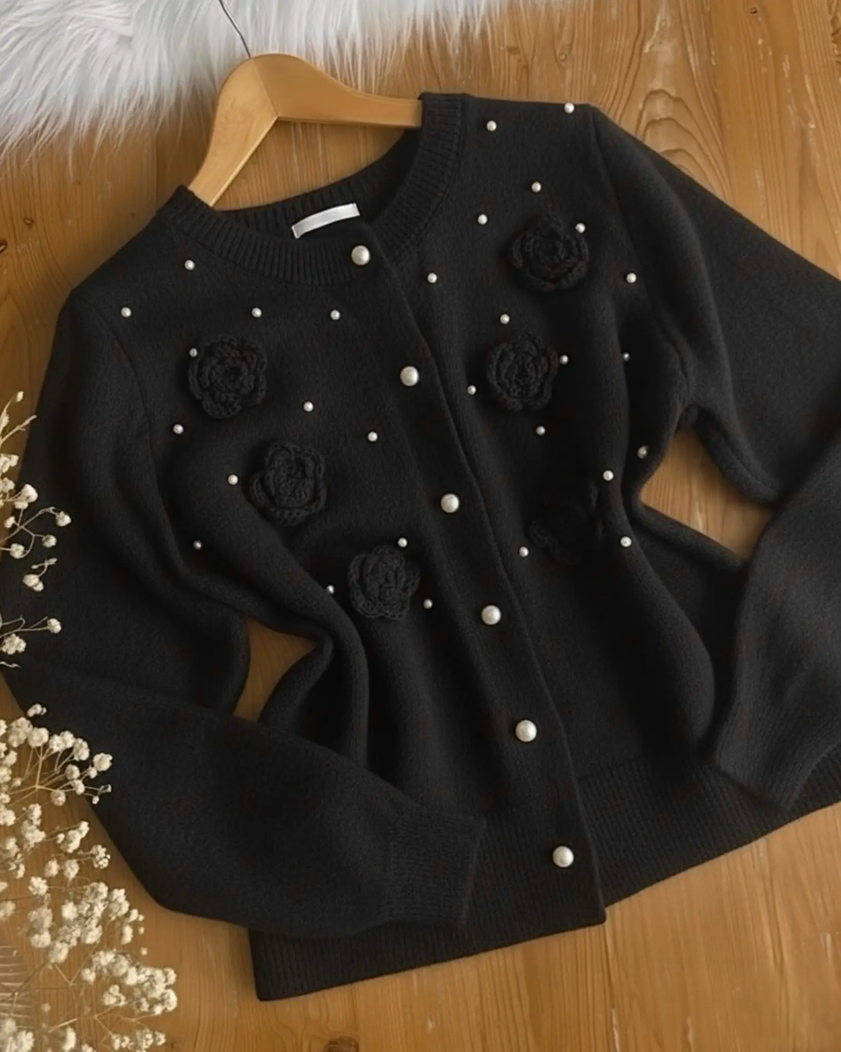 بافت موهر دکمه مرواریدی گلh1910