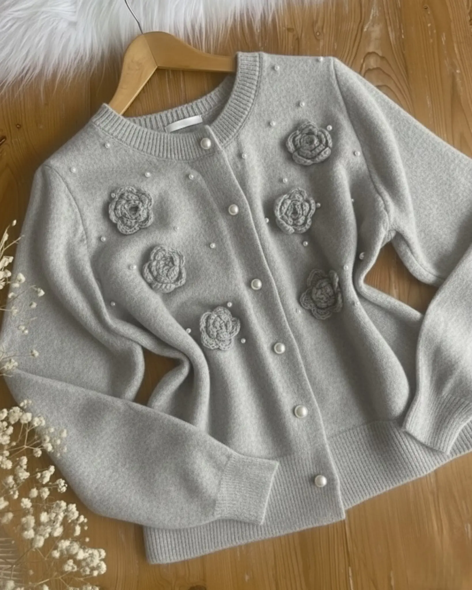 بافت موهر دکمه مرواریدی گلh1910