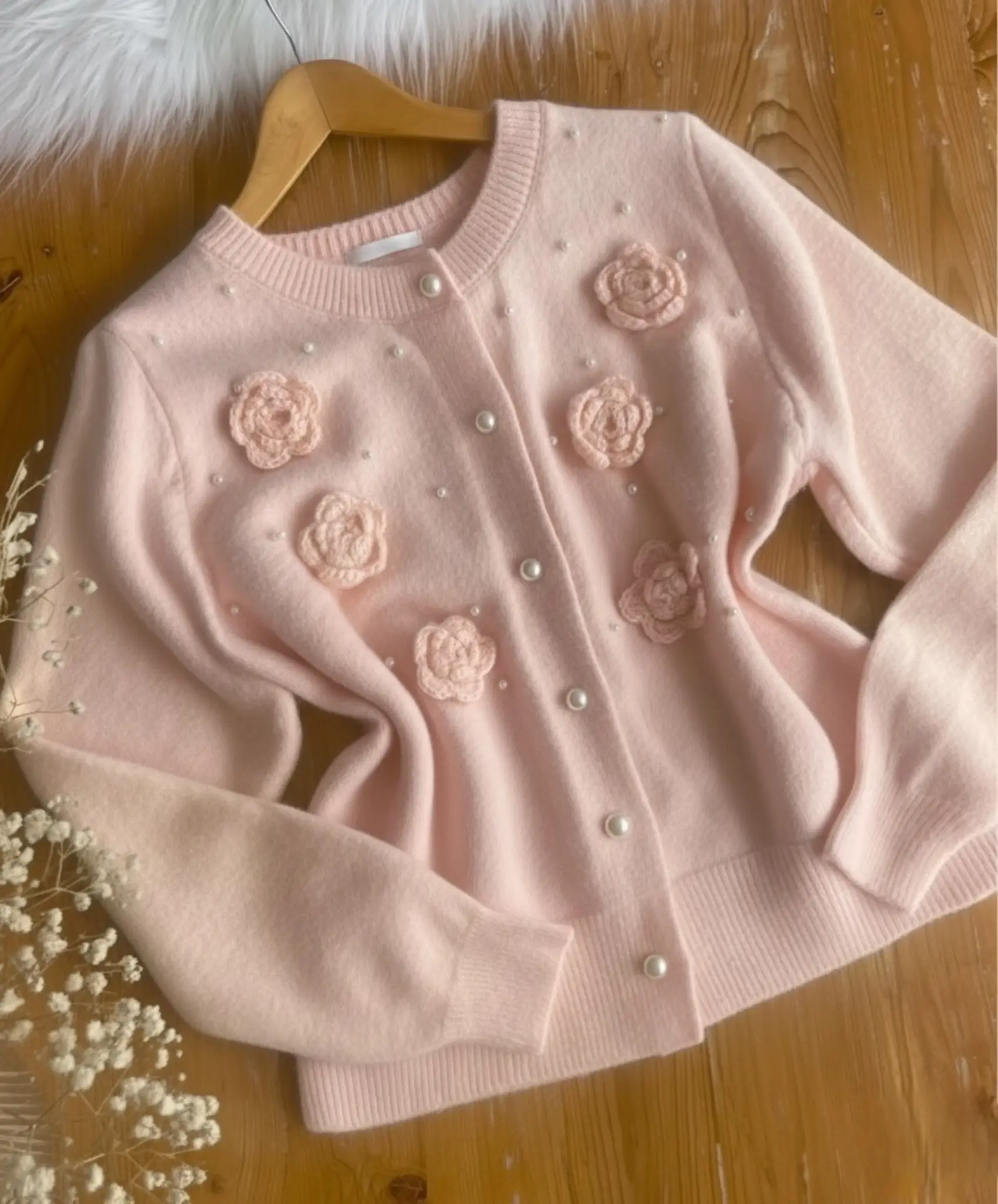 بافت موهر دکمه مرواریدی گلh1910