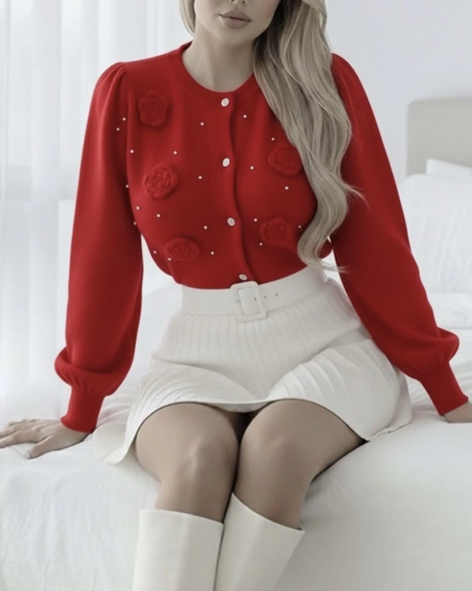 بافت موهر دکمه مرواریدی گلh1910