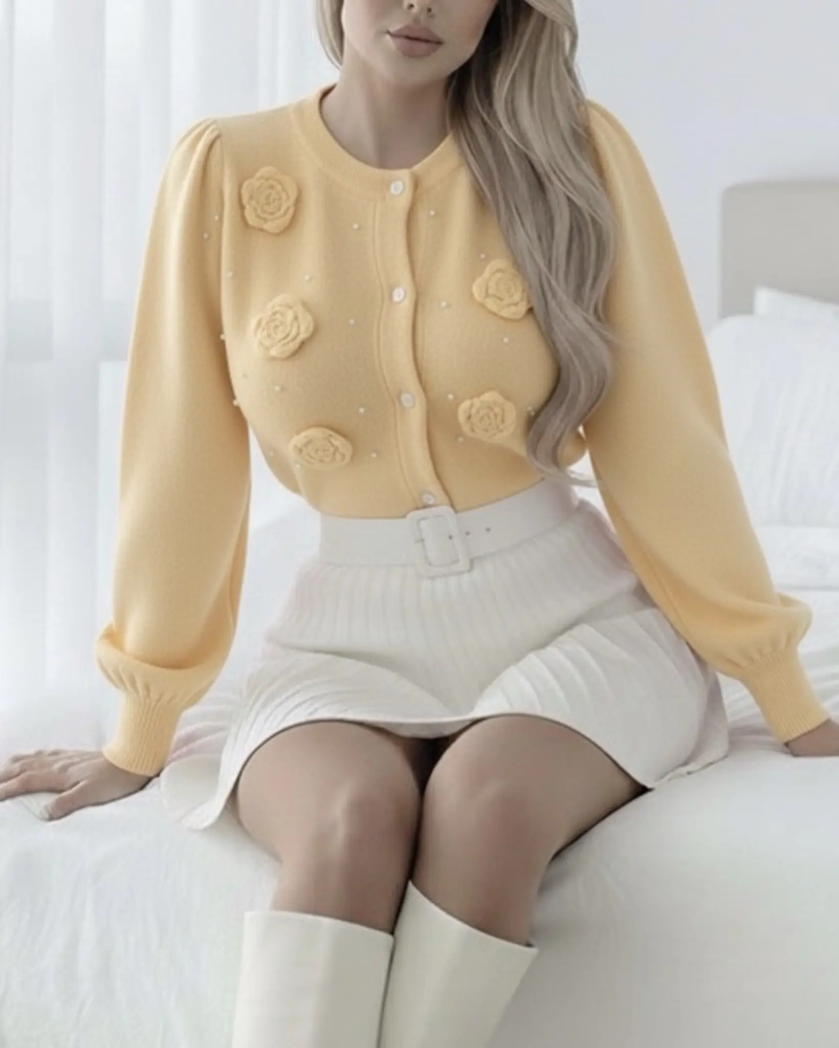 بافت موهر دکمه مرواریدی گلh1910