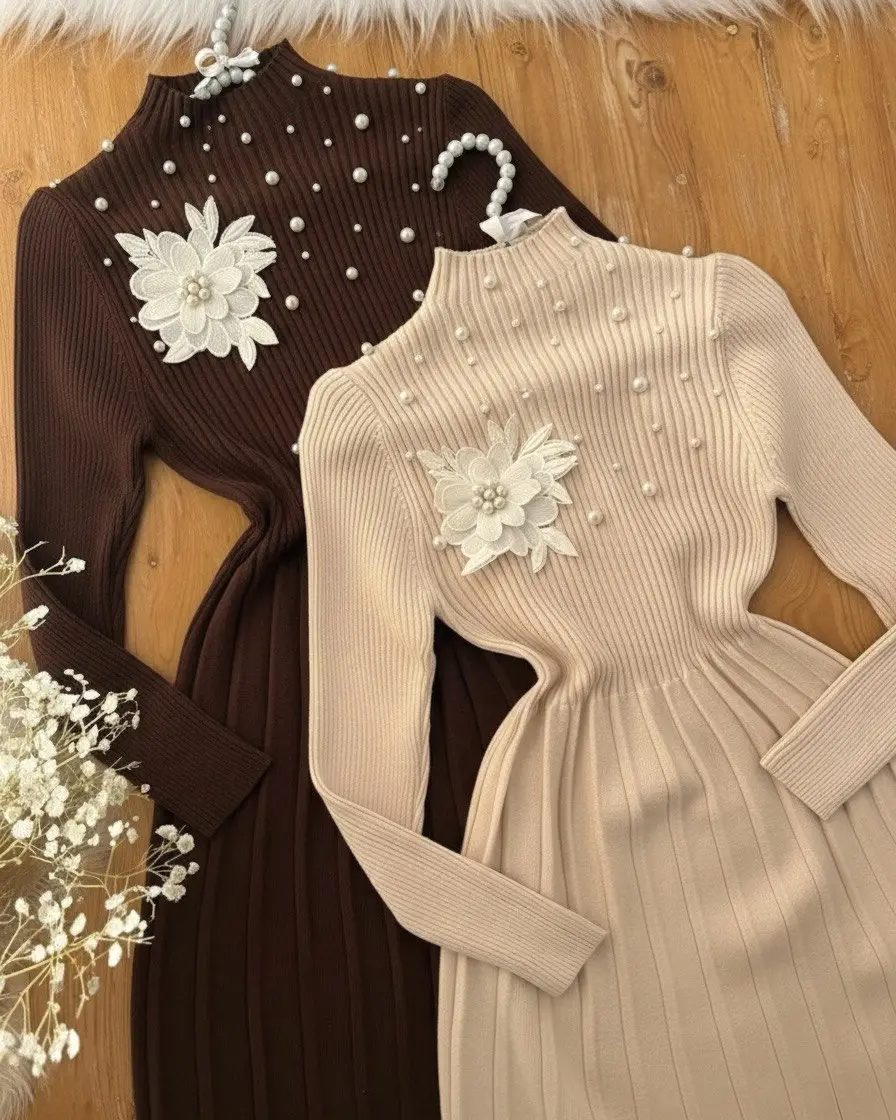 پیراهن  گل برجسته مرواریدیh1970