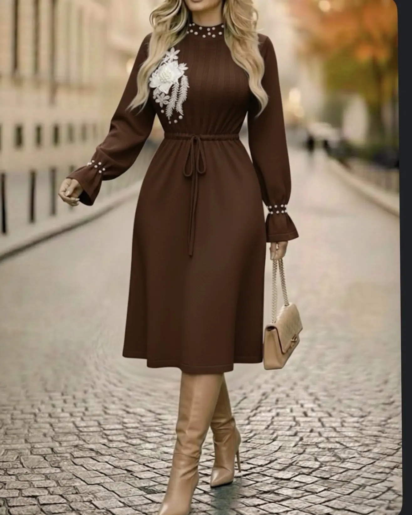 پیراهن بافت گل برجستهh2055