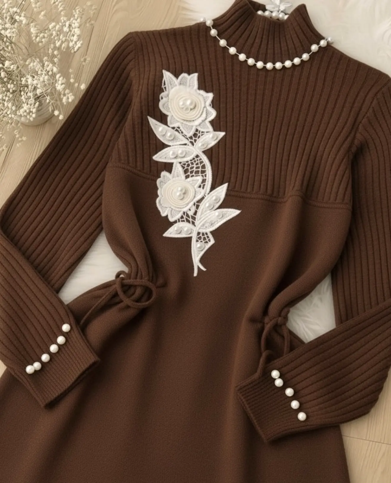 پیراهن بافت گل برجسته h2077