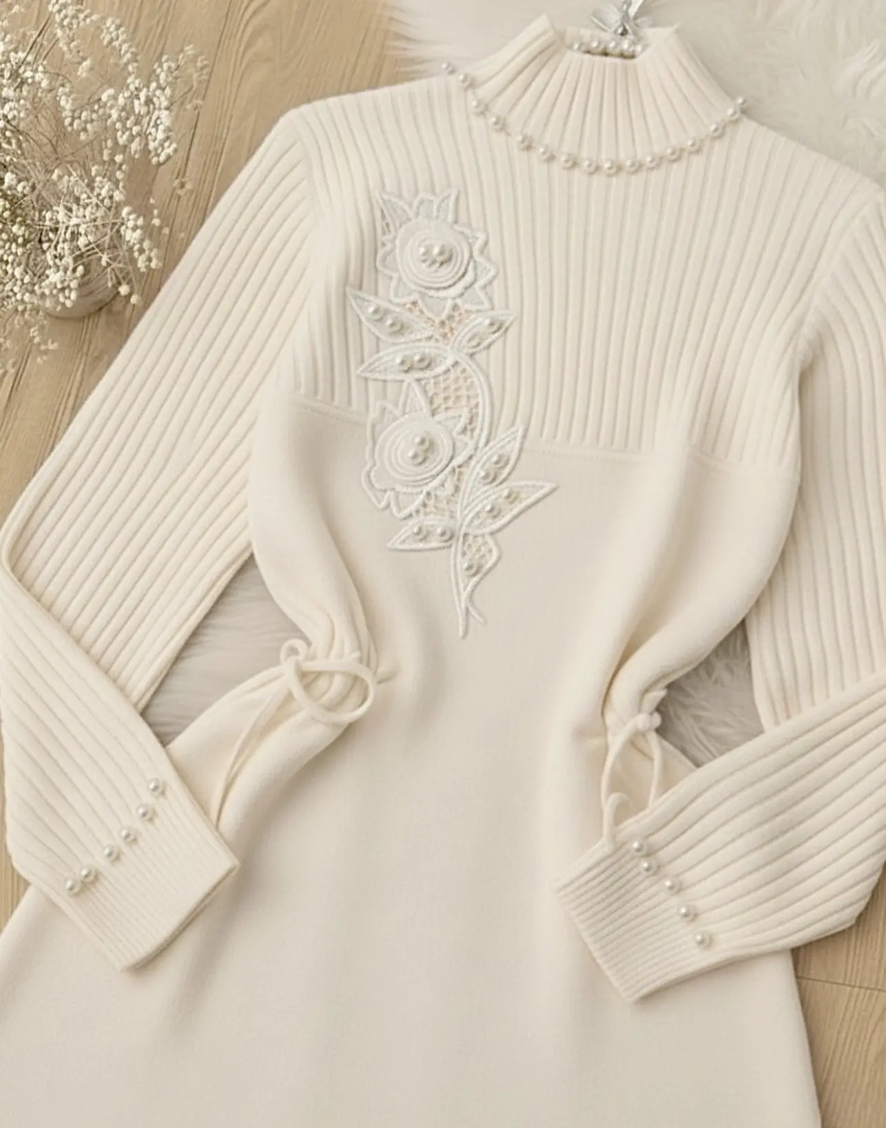 پیراهن بافت گل برجسته h2077