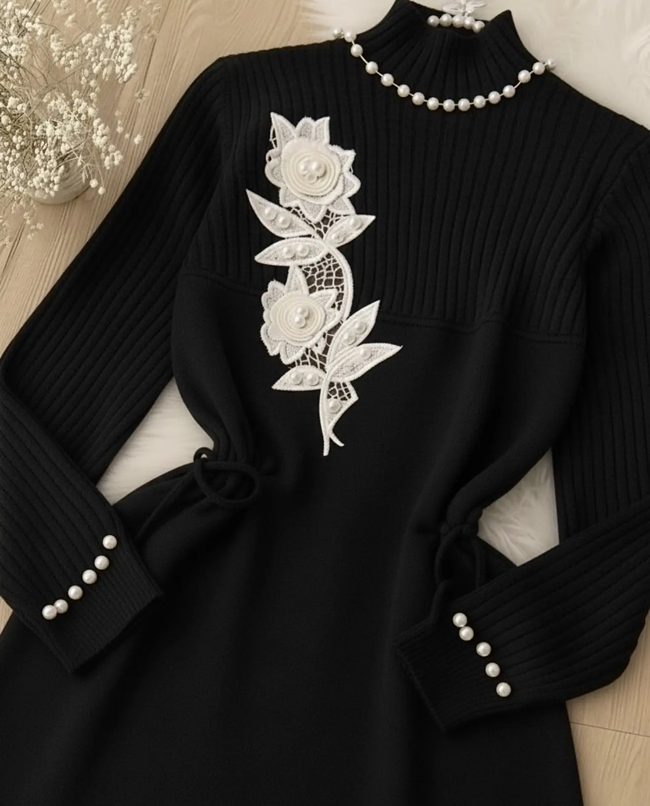 پیراهن بافت گل برجسته h2077