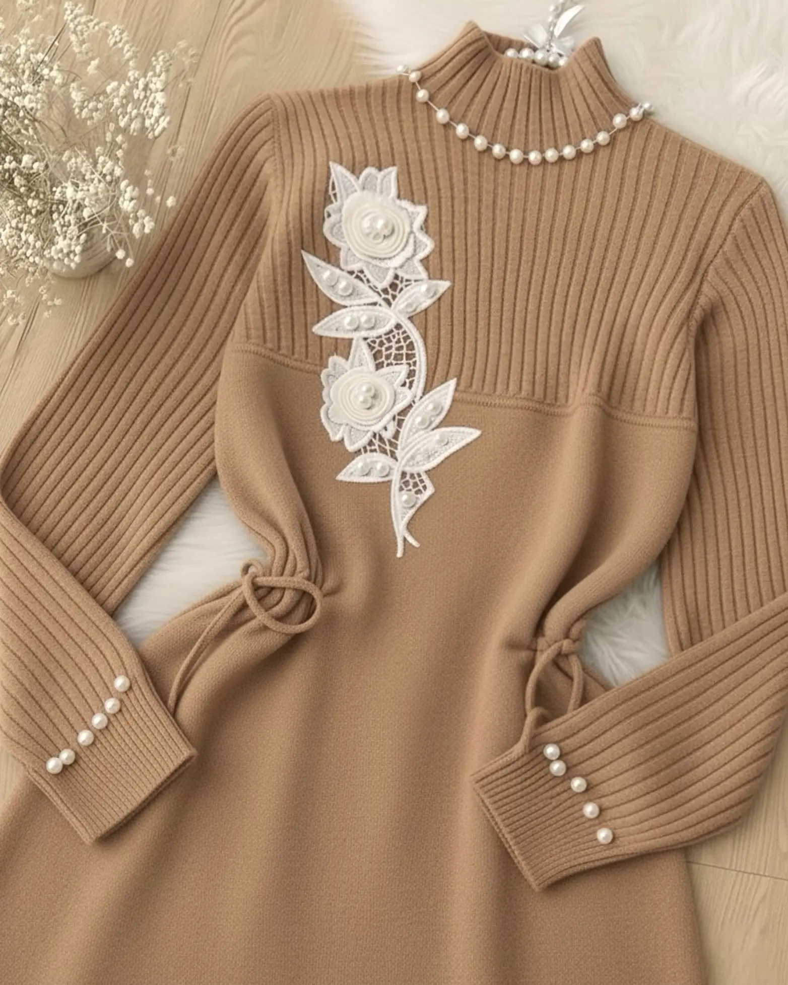 پیراهن بافت گل برجسته h2077