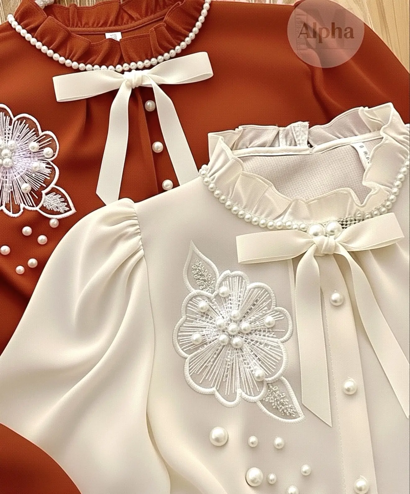 شومیز کارشده یقه پاپیون h3001