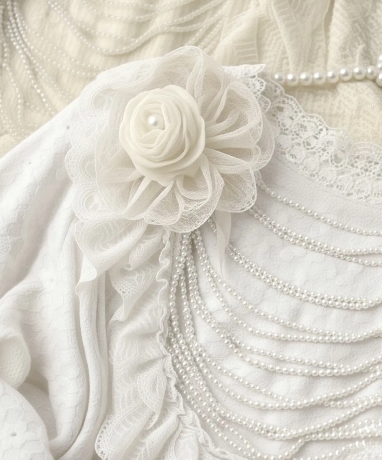 بلوز گیپور عروسکی مروارید دار h3005