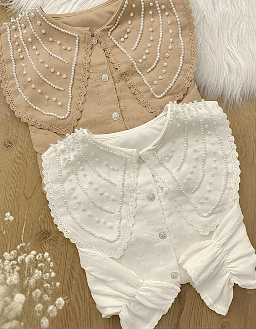 شومیز یقه عروسکی کارشده h3050