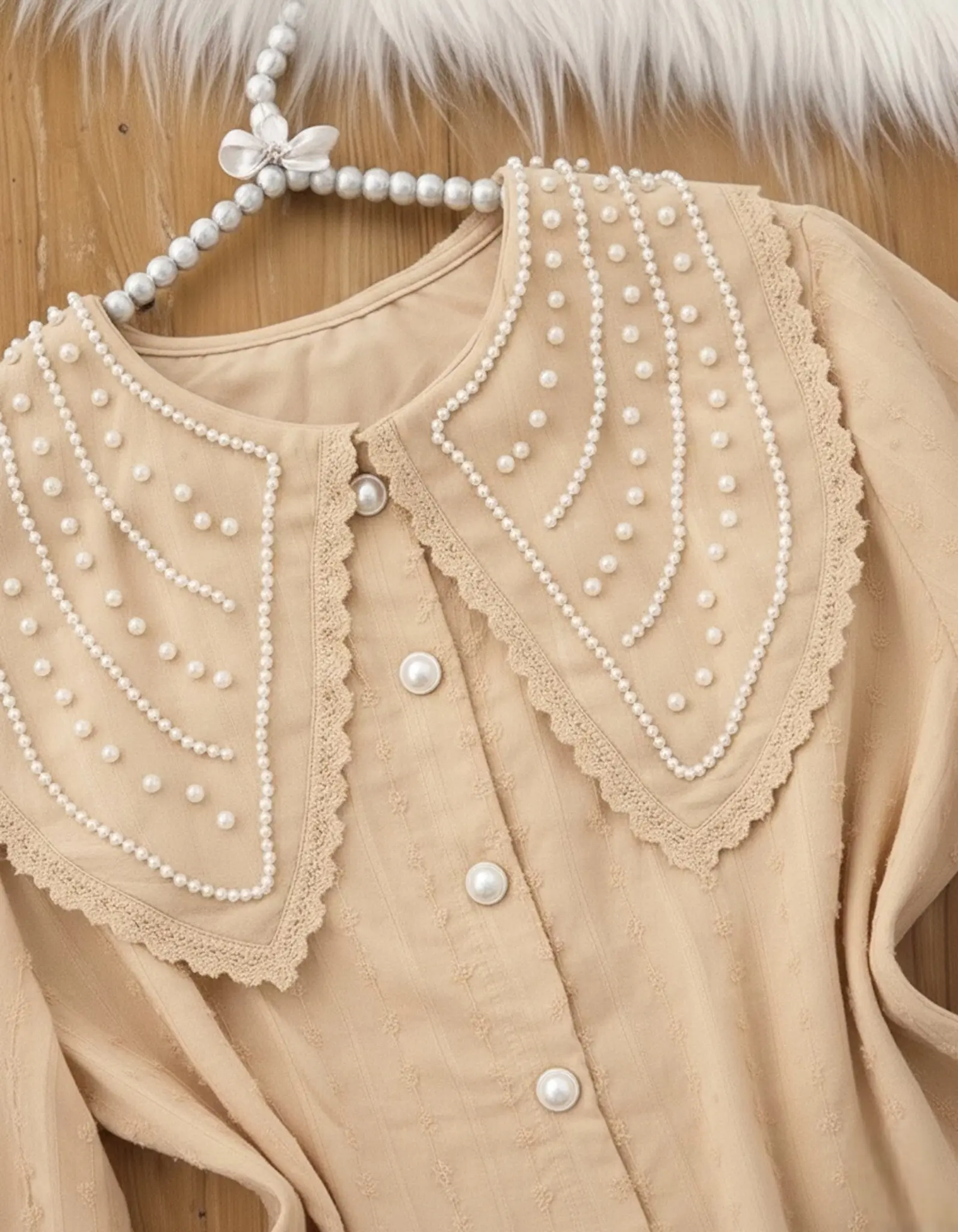 شومیز یقه عروسکی کارشده h3050