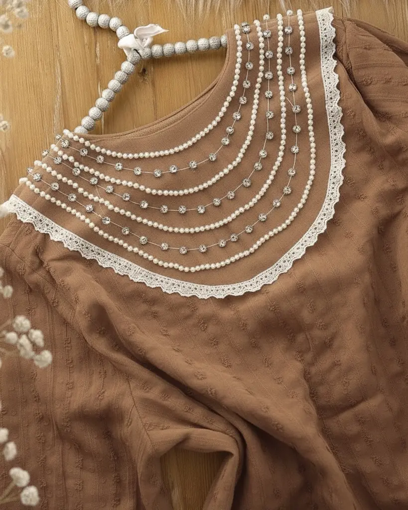 شومیز یقه عروسکی کارشده h3050