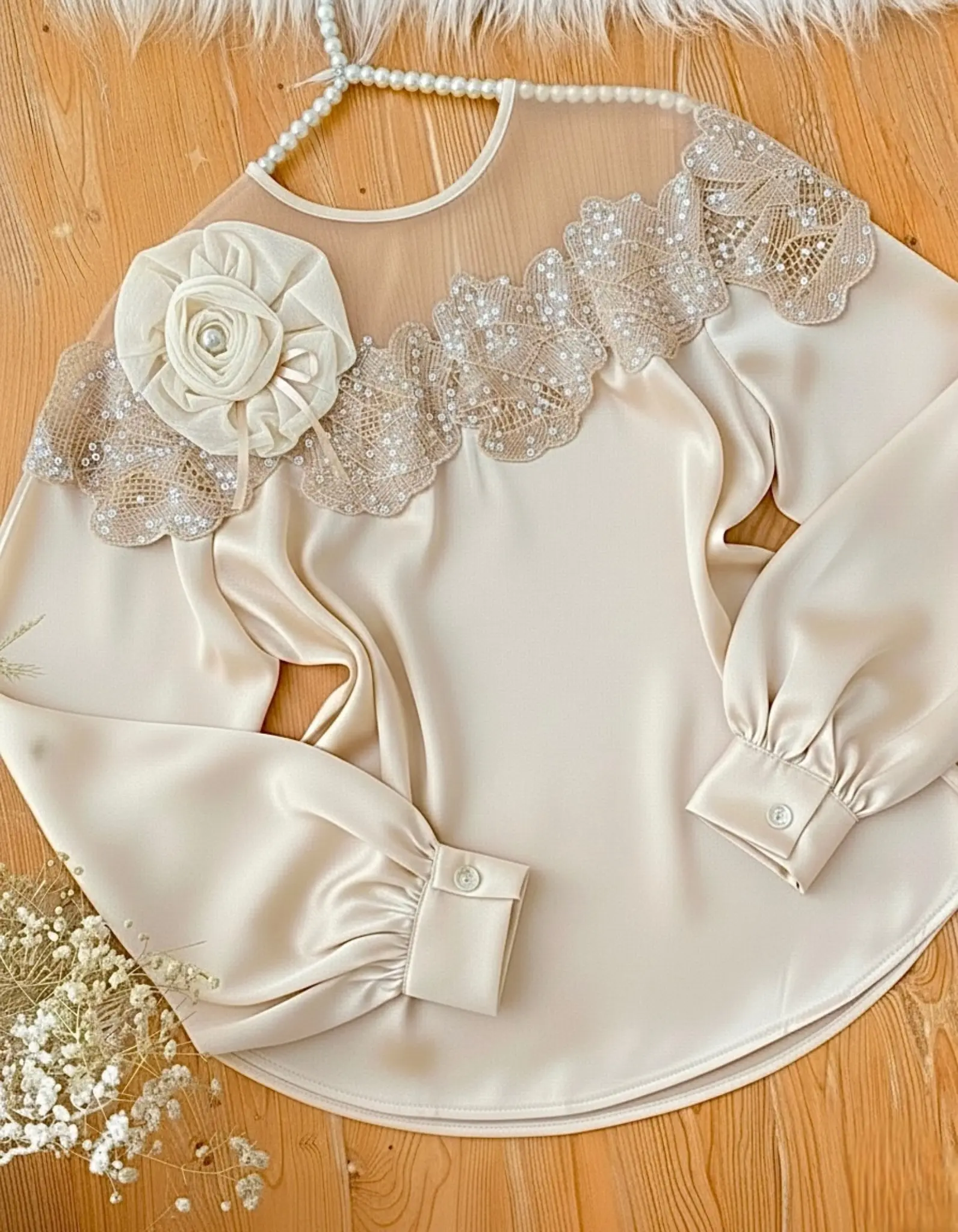 شومیز مجلسی تک گل کارشدهh3080