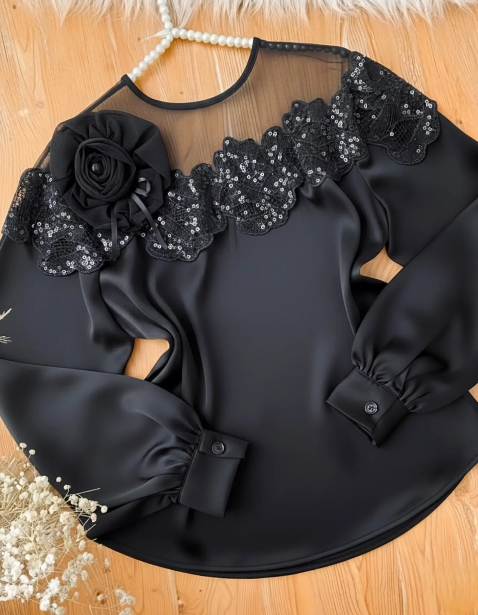 شومیز مجلسی تک گل کارشدهh3080