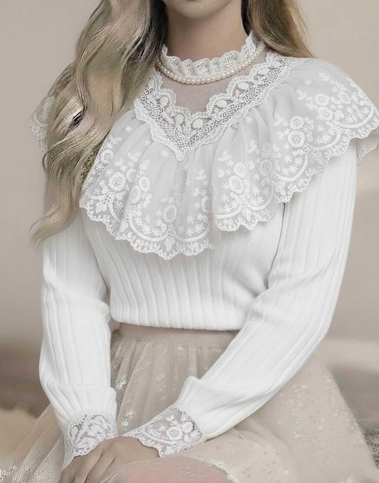 شومیز عروسکی گیپور دارh3090