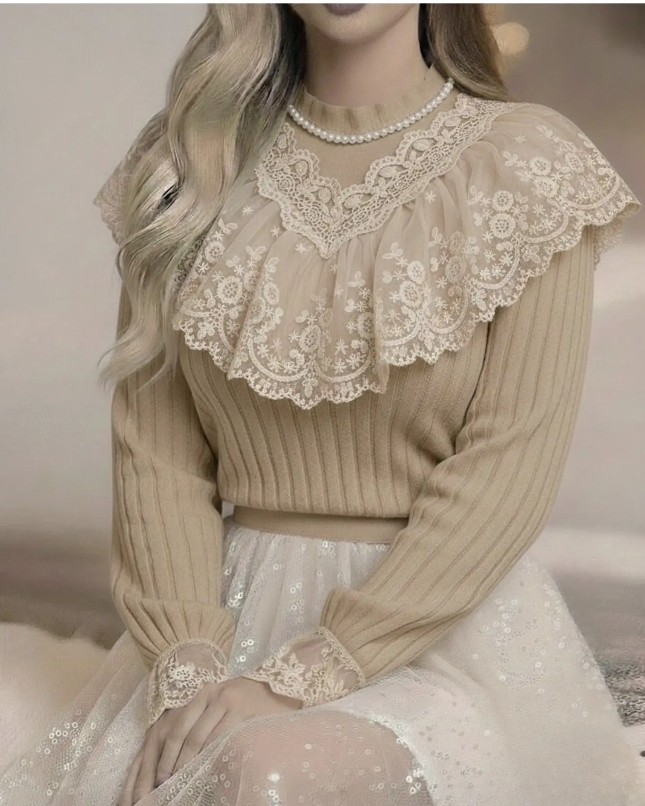 شومیز عروسکی گیپور دارh3090