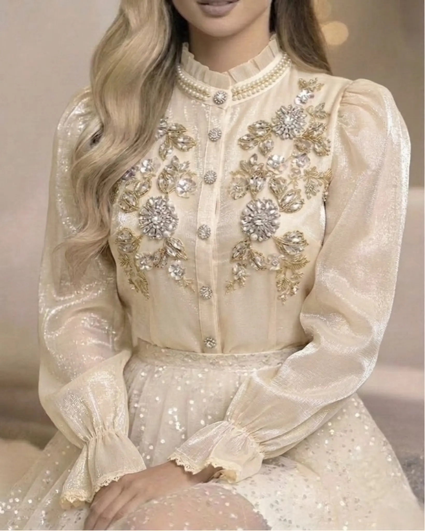 شومیز حریر سنگ دوزی h6003
