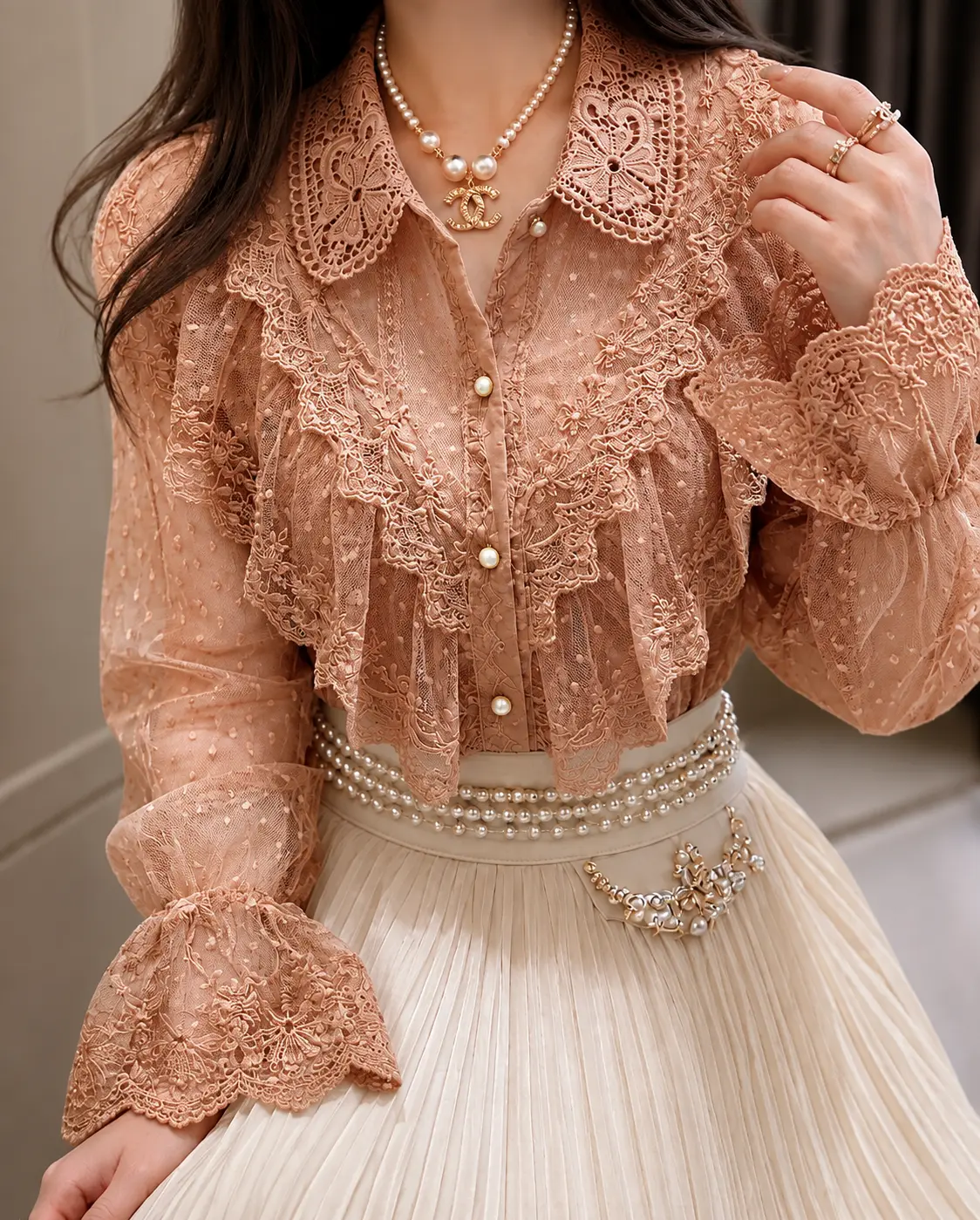 شومیز گیپور عروسکی 4092