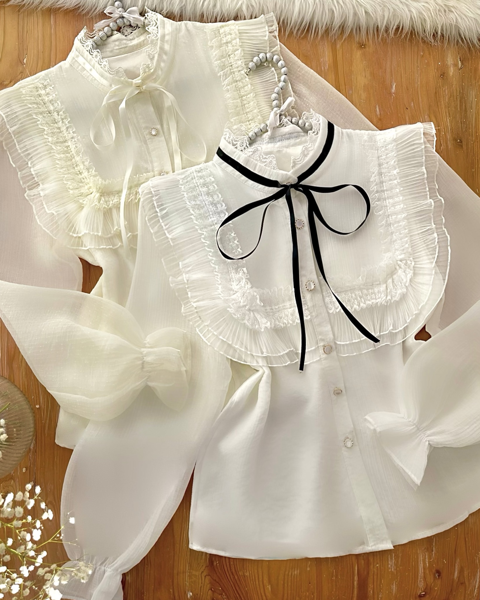 شومیز پرنسسی یقه گیپور d345