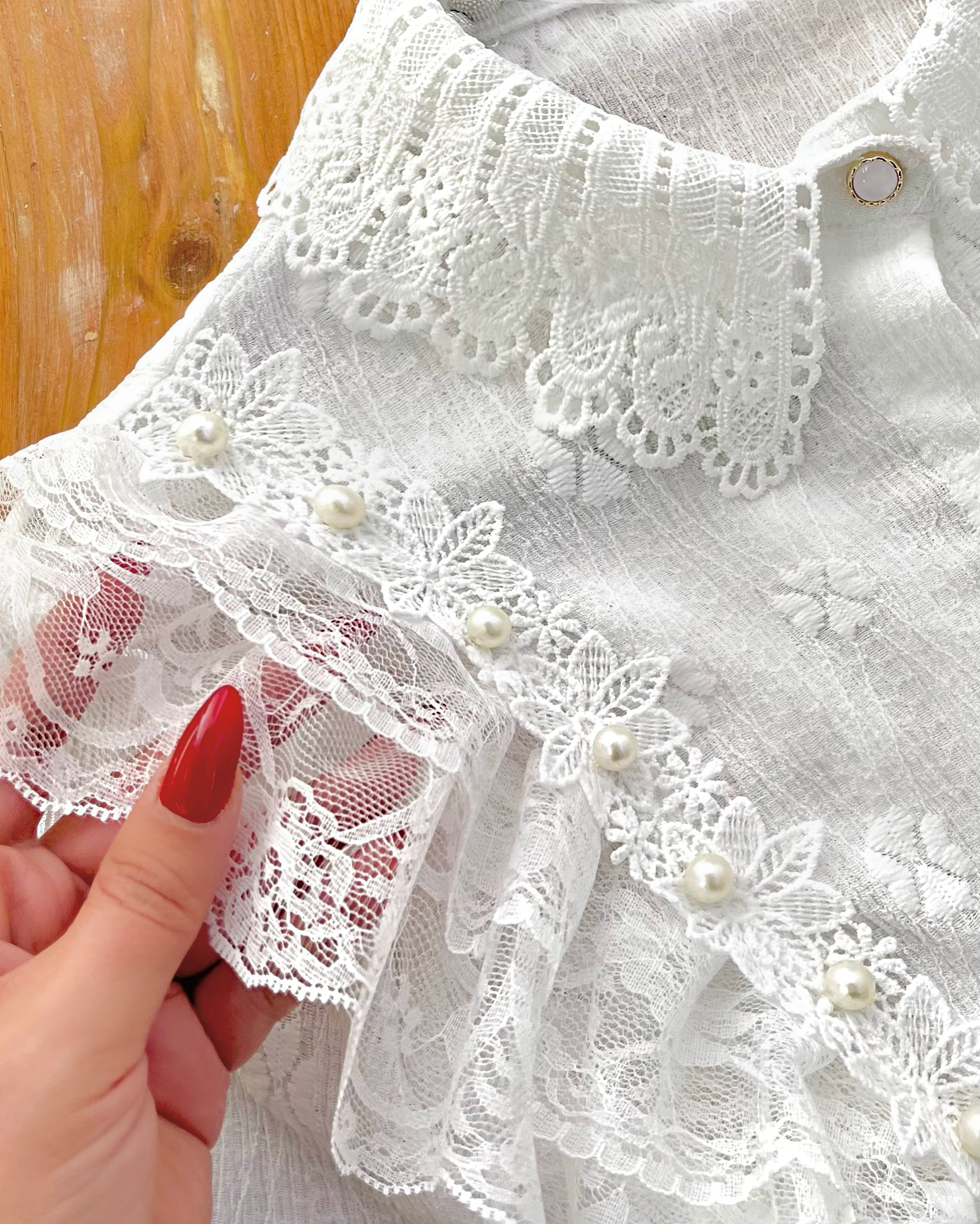 شومیز گیپور و مرواریدیd350