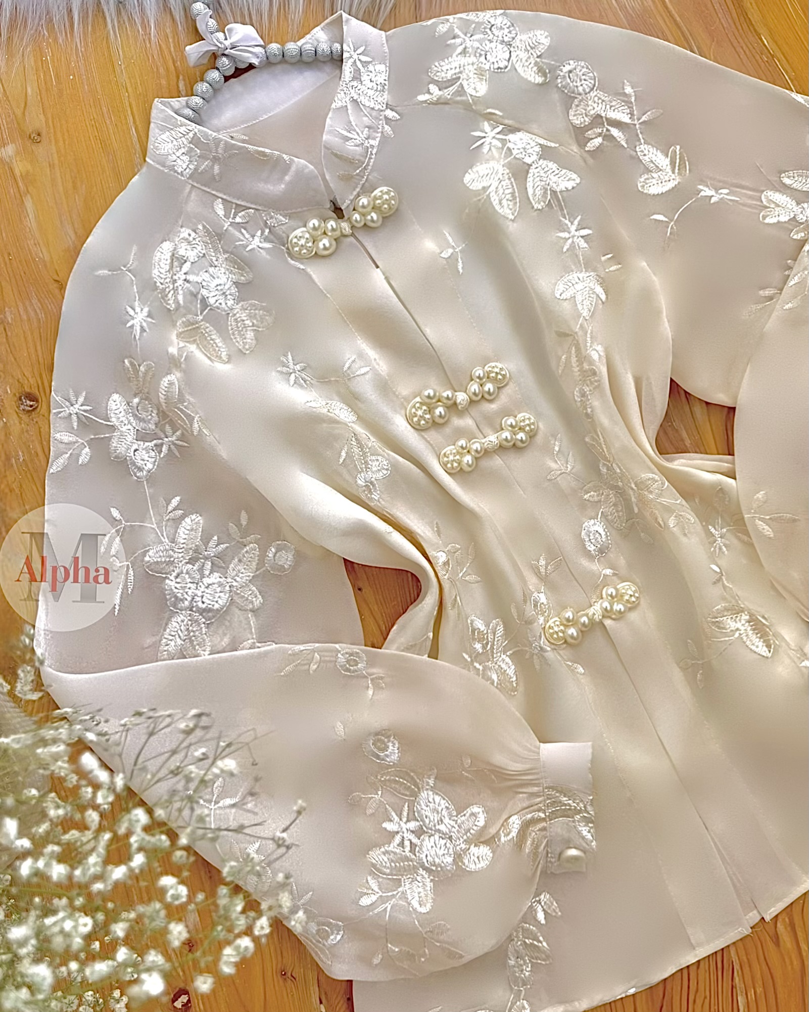 شومیز مجلسی دکمه مروارید f266